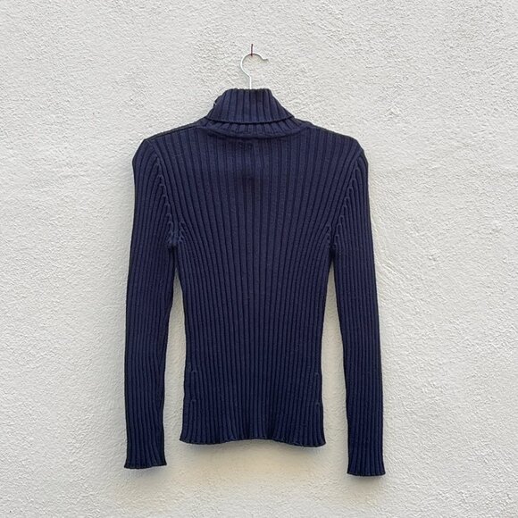 Women's Escada Sport Minimal Ribbed Cotton Turtleneck Sweater Size Small - Picture 5 of 6